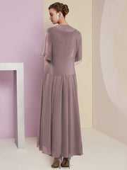 Elegant V-Neck A-Line Princess Tea-Length Dresses for the Mother of the Bride