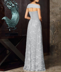 Off-The-Shoulder Short Sleeve A-Line Chiffon Mother Of The Bride Dress with Lace Appliques Tea-Length