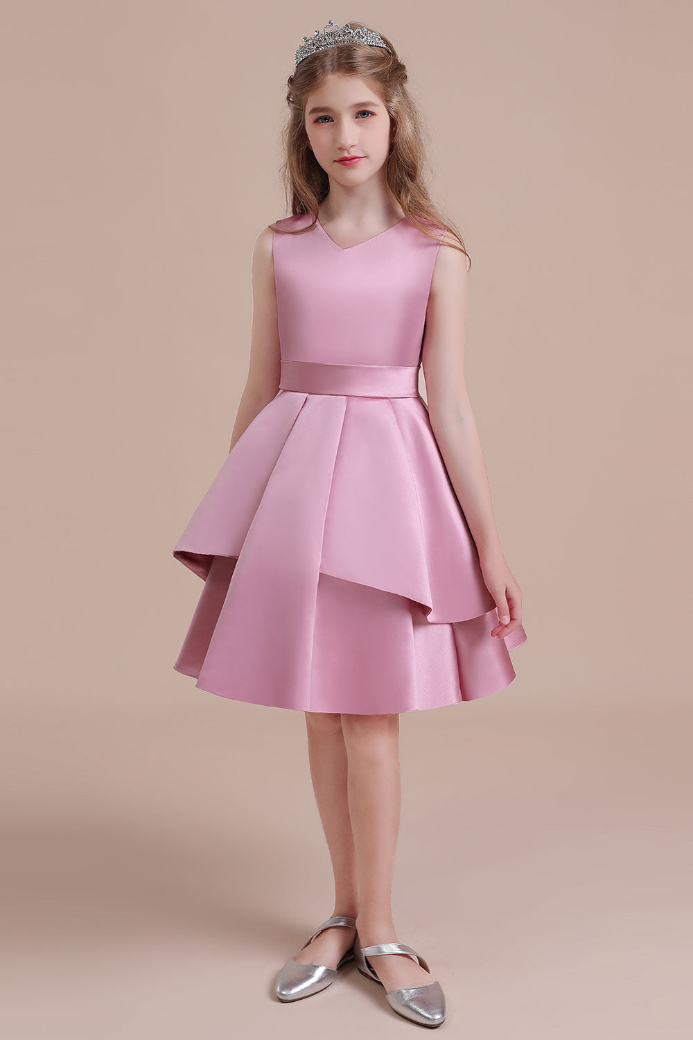 A-Line Best Satin Knee Length Flower Girl Dress Newinlook A-Line Best Satin Knee Length Flower Girl Dress Newinlook