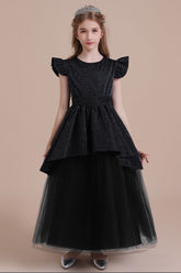 A-Line Glitter Cap Sleeve Tulle Flower Girl Dress On Sale