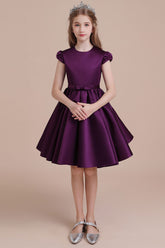 A-Line Graceful Cap Sleeve Satin Flower Girl Dress Online