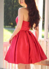A-Line Sweetheart Sleeveless Satin Homecoming Dress with Pleated Skirt