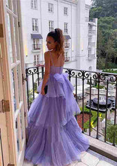 A-Line Sweetheart Sleeveless Tulle Prom Dress/Evening Dress with Ruffles for Long/Floor-Length Look
