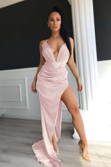 Newinlook V-Neck Halter Evening Dress With Split