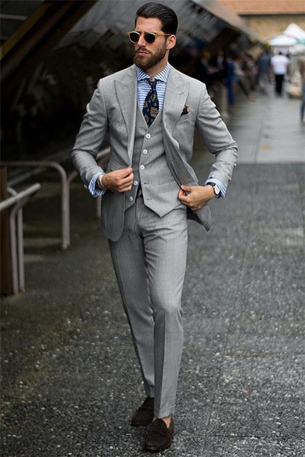 Newinlook Classic Grey Suits for Prom, Three Pieces Groom Suit on Sale
