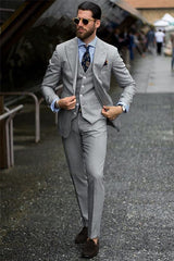 Newinlook Classic Grey Suits for Prom, Three Pieces Groom Suit on Sale