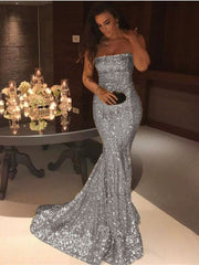 Newinlook Sequins Strapless Mermaid Evening Dress