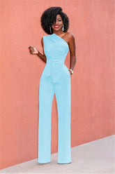 Newinlook Concise Black One-Shoulder Daily Women's Jump Suit