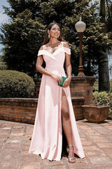 Newinlook Burnt Orange Evening Dress Spaghetti-Straps Split Sweetheart Off-The-Shoulder