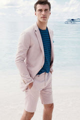 Newinlook Elegant Pink Summer Blazer for Groom with Notched Lapel