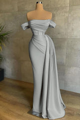 Newinlook Nobel Off-the-Shoulder White Strapless Mermaid Evening Dress With Ruffles