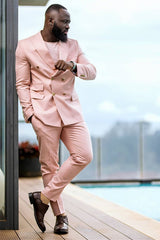 Newinlook Fashionable Pink Double-Breasted Prince Suit for Groom with Peaked Lapel