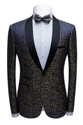 Newinlook Chic Jacquard Tuxedo with Black Shawl Lapel for Weddings