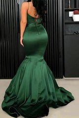 Newinlook Spaghetti-Straps Green Mermaid Evening Dress