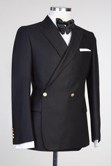 Newinlook Modern Black Peaked Lapel Wedding Suit for Men’s Celebrations
