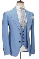 Newinlook Gorgeous Blue Three-Piece Homecoming Suit with Peak Lapel