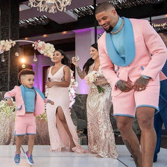 Newinlook Popular Pink Jacquard Shawl Lapel One-Button Wedding Suit