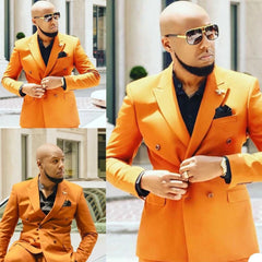 Newinlook Shining Orange Evening Suit for Men with Peaked Lapel