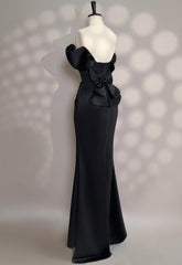 Newinlook Black Off-The-Shoulder Split Bow Evening Dress
