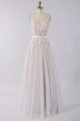 Affordable Sleeveless Jewel Appliques Wedding Dress Tulle Ruffles A-line Bridal Gowns On Sale