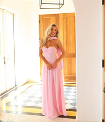 Chic Sweetheart Strapless Sleeveless Long Formal Dress With Pleated