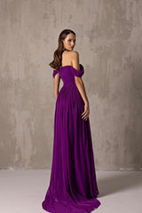 Off the Shoulder Strapless Sleeveless Long Formal Dress With Ruffles