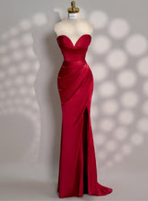 Newinlook Charming Red Split Pleated Evening Dress