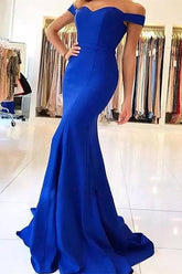 Newinlook Off-The-Shoulder Mermaid Royal Blue Evening Dress
