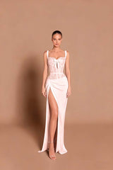 Spaghetti Strap Sleeveless Long Mermaid Formal Dress With Split