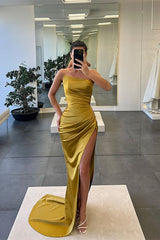 Newinlook Sleeveless Mermaid Strapless Long Slit Evening Dress