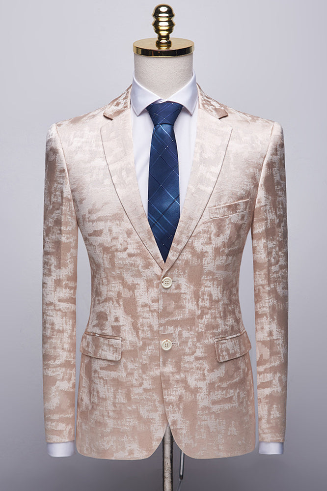 Newinlook Popular Champagne Pink Printed Prom Suit with Notched Lapel