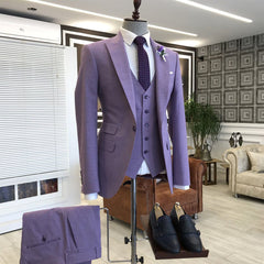 Newinlook Shining Violet Purple Three-Piece Prom Suit for Party