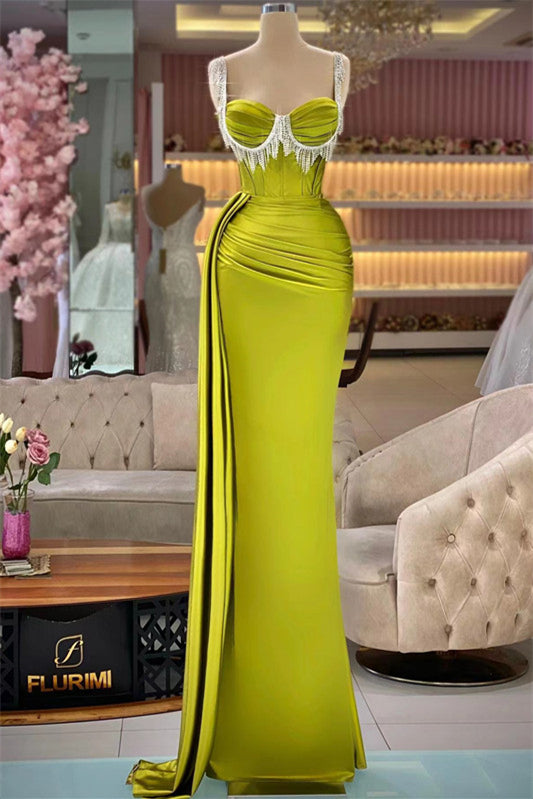 Newinlook Gorgeous Straps Sleeveless Long Mermaid Evening Dress With Tassels