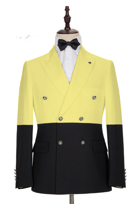 Newinlook Shining Yellow Double-Breasted Wedding Suit for Summer