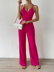 Newinlook Fashion Gorgeous Fuchsia Spaghetti-Straps Summer Party Jump Suit