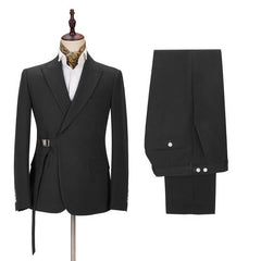 Newinlook High-Quality Buckle Button Business Bespoke Prom Suit with Peak Lapel for Men