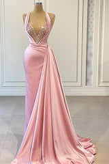 Newinlook Elegant Pink Halter Sleeveless With Sequins Evening Dress
