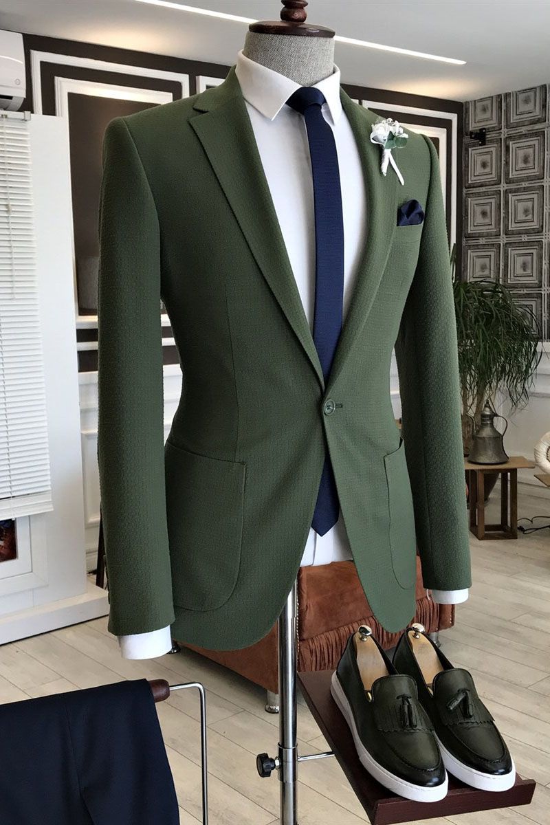 Newinlook Elegant Dark Green Groom Suit with Notched Lapel