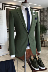 Newinlook Elegant Dark Green Groom Suit with Notched Lapel