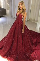 Newinlook Burgundy Sleeveless Sequins Evening Dress