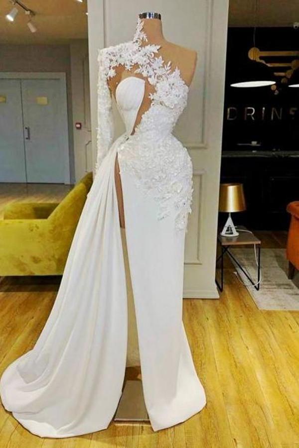 Newinlook Mermaid Long Sleeves White Evening Dress