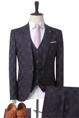 Newinlook Dark Red Marriage Suit - Three-Piece Prom Tuxedo for Men