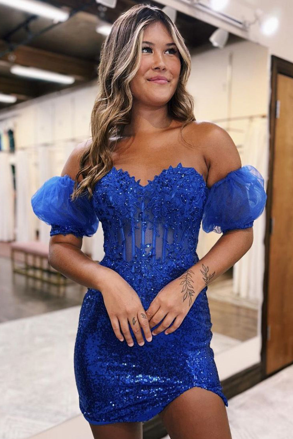 Bodycon Sparkly Sequin Strapless Homecoming Dress with Slit Newinlook Bodycon Sparkly Sequin Strapless Homecoming Dress with Slit Newinlook