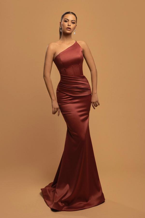 Burgundy One Shoulder Prom Dress Mermaid Long Newinlook Burgundy One Shoulder Prom Dress Mermaid Long Newinlook