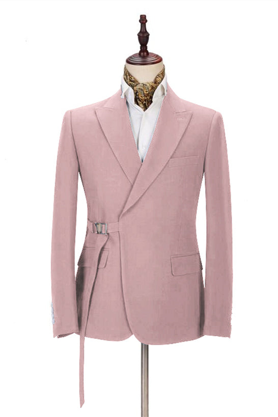 Newinlook Handsome Pink Wedding Suit for Groom and Groomsmen with Buckle Button