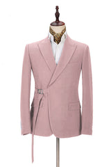 Newinlook Handsome Pink Wedding Suit for Groom and Groomsmen with Buckle Button
