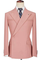 Newinlook Best-Fit Pink Wedding Blazer with Peaked Lapel and Ruffles for Groom