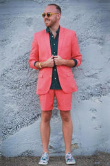 Newinlook Simple Orange Summer Prince Suit with Notched Lapel and Short Pants