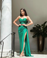 Newinlook Green Sweetheart Sleeveless Slim Evening Dress