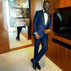 Newinlook Joshua Navy Blue Bespoke Shawl Lapel Wedding Suit